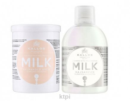KALLOS KJMN maska MILK z proteinami mleka nawilżająca + szampon 1000 ml