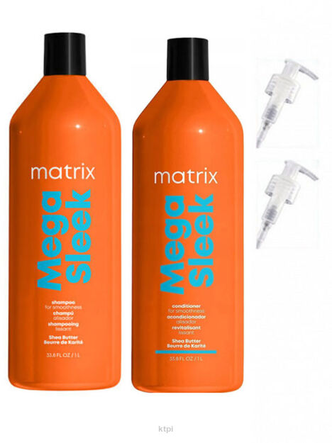 Matrix Mega Sleek Szampon 1l+Odżywka 1l+2 X Pompka