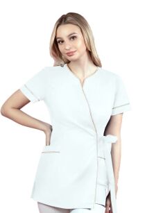 RENA fartuch fryzjerski wzór nr 68 biały ze złotą lamówką rozmiar 36