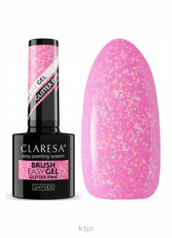 Claresa Brush Easy Gel żel do paznokci w butelce Glitter Pink 5 ml