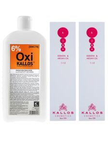 Kallos KJMN Utleniacz woda w kremie 6% 1000 ml+Farba do włosów 100 ml x2szt