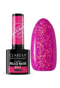 CLARESA Rainbow Jello baza hybrydowa kolor różowy z kawałkami folii 5 g