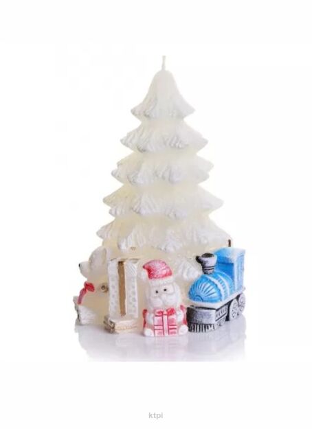 Bartek Candles Świeca dekoracyjna - Choinka biała z prezentami 365g