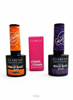 CLARESA Zestaw 3w1 Jello Base Amber Violet + Róż lub Rozświetlacz