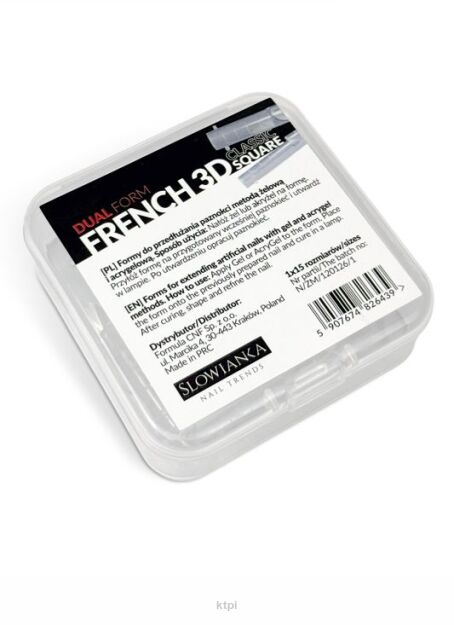 SLOWIANKA Dual Formy French 3D Classic Square Formy do stylizacji paznokci 15 szt