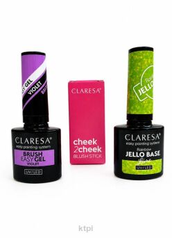 CLARESA Zestaw 3w1 Brush Easy Gel Violet Jello Base Lime + Róż