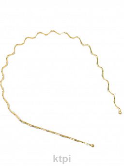 Opaska do włosów ozdobna metalowa złota z kulką