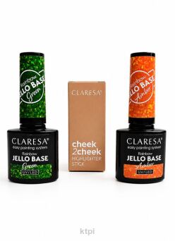 CLARESA Zestaw 3w1 Jello Base Green Amber + Róż lub Rozświetlacz