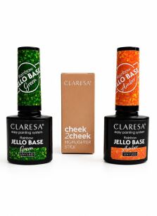 CLARESA Zestaw 3w1 Jello Base Green Amber + Róż lub Rozświetlacz