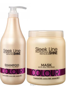 STAPIZ SLEEK LINE SZAMPON COLOUR 1L + MASKA REGENERUJĄCA 1L