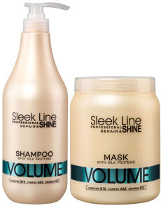 STAPIZ SLEEK LINE SZAMPON DO WŁOSÓW CIENKICH 1L + MASKA REGENERUJĄCA 1L