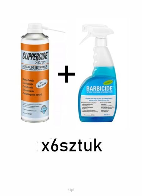 BARBICIDE CLIPPERCIDE 500ml + Spray do dezynfekcji bezzapachowy 750ml x6sztuk