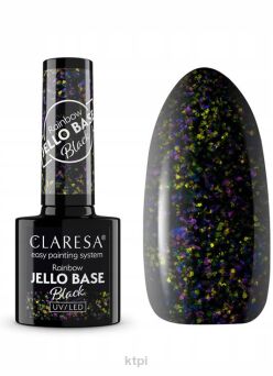 Claresa Rainbow Jello baza hybrydowa kolor Black z kawałkami folii 5 g