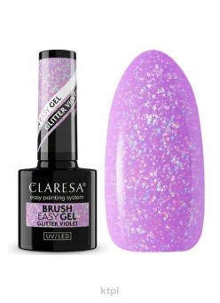 Claresa Brush Easy Gel żel do paznokci w butelce Glitter Violet 5 ml